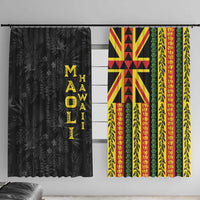 Hawaii Maoli Spirit Window Curtain Kakau Pattern With Flower Lei - Polynesian Pride