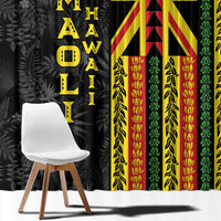Hawaii Maoli Spirit Window Curtain Kakau Pattern With Flower Lei - Polynesian Pride