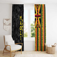 Hawaii Maoli Spirit Window Curtain Kakau Pattern With Flower Lei - Polynesian Pride