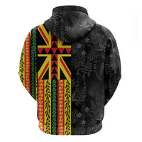 Hawaii Maoli Spirit Zip Hoodie Kakau Pattern With Flower Lei - Polynesian Pride