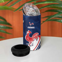 France And New Zealand Rugby Custom 4 in 1 Can Cooler Tumbler Les Bleus Rooster With Maori Tiki - Polynesian Pride