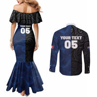 France And New Zealand Rugby Custom Couples Matching Mermaid Dress and Long Sleeve Button Shirt Les Bleus Rooster With Maori Tiki - Polynesian Pride