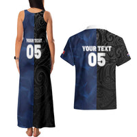 France And New Zealand Rugby Custom Couples Matching Tank Maxi Dress and Hawaiian Shirt Les Bleus Rooster With Maori Tiki - Polynesian Pride