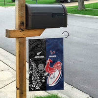 France And New Zealand Rugby Garden Flag Les Bleus Rooster With Maori Tiki - Polynesian Pride