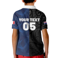 France And New Zealand Rugby Custom Kid Polo Shirt Les Bleus Rooster With Maori Tiki - Polynesian Pride