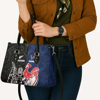 France And New Zealand Rugby Leather Bag Les Bleus Rooster With Maori Tiki - Polynesian Pride