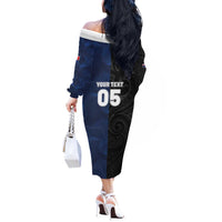 France And New Zealand Rugby Custom Off The Shoulder Long Sleeve Dress Les Bleus Rooster With Maori Tiki - Polynesian Pride