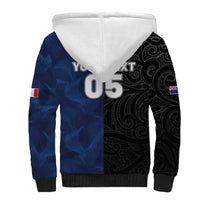France And New Zealand Rugby Custom Sherpa Hoodie Les Bleus Rooster With Maori Tiki - Polynesian Pride