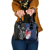 France And New Zealand Rugby Shoulder Handbag Les Bleus Rooster With Maori Tiki - Polynesian Pride