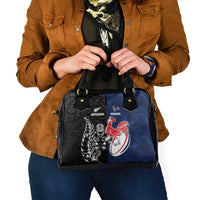 France And New Zealand Rugby Shoulder Handbag Les Bleus Rooster With Maori Tiki - Polynesian Pride