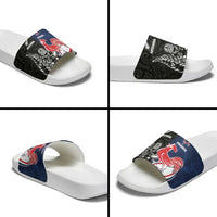 France And New Zealand Rugby Slide Sandals Les Bleus Rooster With Maori Tiki - Polynesian Pride