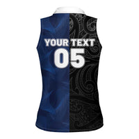 France And New Zealand Rugby Custom Women Sleeveless Polo Shirt Les Bleus Rooster With Maori Tiki - Polynesian Pride