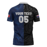 France And New Zealand Rugby Custom Zipper Polo Shirt Les Bleus Rooster With Maori Tiki - Polynesian Pride