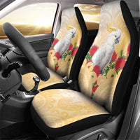 New Zealand Aotearoa Cockatoo Car Seat Cover Maori Pattern With Pohutukawa Flowers