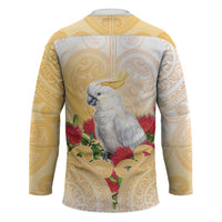 New Zealand Aotearoa Cockatoo Hockey Jersey Maori Pattern With Pohutukawa Flowers