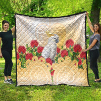 New Zealand Aotearoa Cockatoo Quilt Maori Pattern With Pohutukawa Flowers LT05 - Polynesian Pride