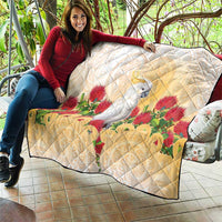 New Zealand Aotearoa Cockatoo Quilt Maori Pattern With Pohutukawa Flowers LT05 - Polynesian Pride