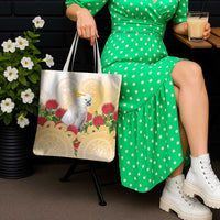 New Zealand Aotearoa Cockatoo Tote Bag Maori Pattern With Pohutukawa Flowers