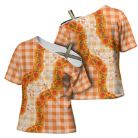 Orange Hawaii Palaka Cross Shoulder Shirt Hawaiian Ilima Lei