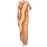 Orange Hawaii Palaka Family Matching Tank Maxi Dress and Hawaiian Shirt Hawaiian Ilima Lei