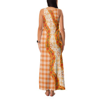 Orange Hawaii Palaka Family Matching Tank Maxi Dress and Hawaiian Shirt Hawaiian Ilima Lei