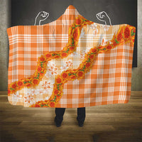 Orange Hawaii Palaka Hooded Blanket Hawaiian Ilima Lei