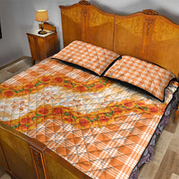 Orange Hawaii Palaka Quilt Bed Set Hawaiian Ilima Lei LT05 - Polynesian Pride