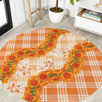 Orange Hawaii Palaka Round Carpet Hawaiian Ilima Lei LT05 Orange - Polynesian Pride