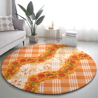Orange Hawaii Palaka Round Carpet Hawaiian Ilima Lei LT05 - Polynesian Pride