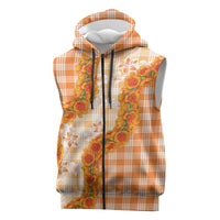 Orange Hawaii Palaka Sleeveless Zip Hoodie Hawaiian Ilima Lei LT05 Orange - Polynesian Pride