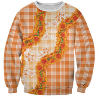 Orange Hawaii Palaka Sweatshirt Hawaiian Ilima Lei