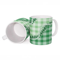 Green Hawaii Palaka Ceramic Mug Hawaiian Pikake Lei