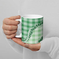 Green Hawaii Palaka Ceramic Mug Hawaiian Pikake Lei