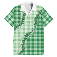 Green Hawaii Palaka Family Matching Summer Maxi Dress and Hawaiian Shirt Hawaiian Pikake Lei