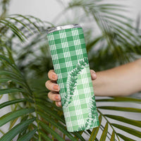 Green Hawaii Palaka Skinny Tumbler Hawaiian Pikake Lei LT05 - Polynesian Pride