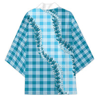 Blue Hawaii Palaka Kimono Hawaiian Pikake Lei