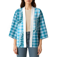 Blue Hawaii Palaka Kimono Hawaiian Pikake Lei