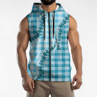 Blue Hawaii Palaka Sleeveless Zip Hoodie Hawaiian Pikake Lei