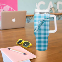 Blue Hawaii Palaka Tumbler With Handle Hawaiian Pikake Lei