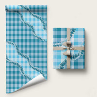 Blue Hawaii Palaka Wrapping Paper Hawaiian Pikake Lei LT05 58" × 23" Blue - Polynesian Pride