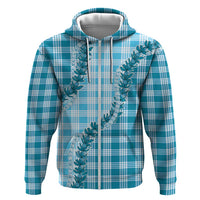 Blue Hawaii Palaka Zip Hoodie Hawaiian Pikake Lei