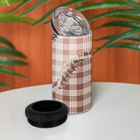 Beige Hawaii Palaka 4 in 1 Can Cooler Tumbler Hawaiian Pikake Lei LT05 - Polynesian Pride