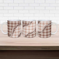 Beige Hawaii Palaka Ceramic Mug Hawaiian Pikake Lei
