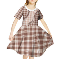 Beige Hawaii Palaka Kid Short Sleeve Dress Hawaiian Pikake Lei