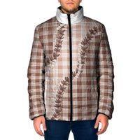 Beige Hawaii Palaka Padded Jacket Hawaiian Pikake Lei