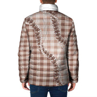 Beige Hawaii Palaka Padded Jacket Hawaiian Pikake Lei