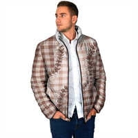 Beige Hawaii Palaka Padded Jacket Hawaiian Pikake Lei
