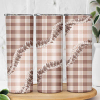 Beige Hawaii Palaka Skinny Tumbler Hawaiian Pikake Lei LT05 - Polynesian Pride