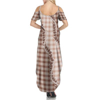 Beige Hawaii Palaka Summer Maxi Dress Hawaiian Pikake Lei