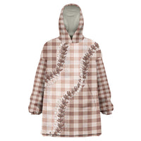 Beige Hawaii Palaka Wearable Blanket Hoodie Hawaiian Pikake Lei